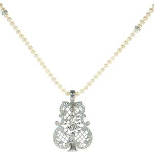 Joseph Esposito Solid 925 Sterling Silver Culture Pearl & CZ Necklace